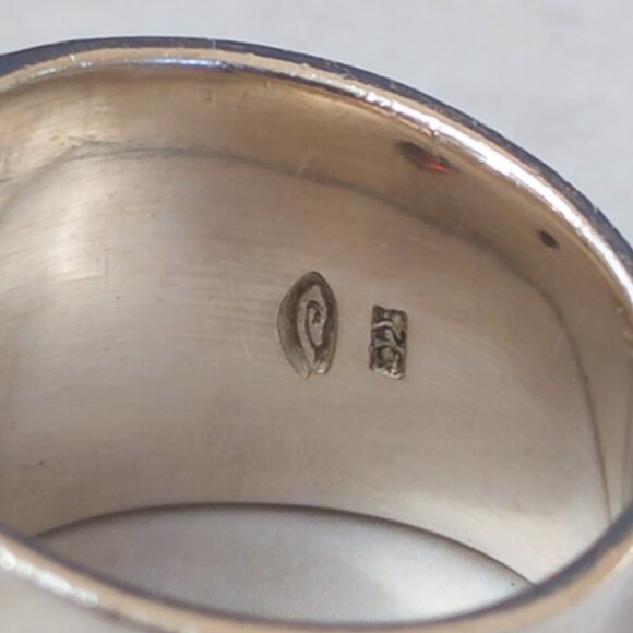 Michou Sterling & 22k Vermeil Wide-Band Ring w / Garnet, Citrine & Amber - Picture 10 of 13